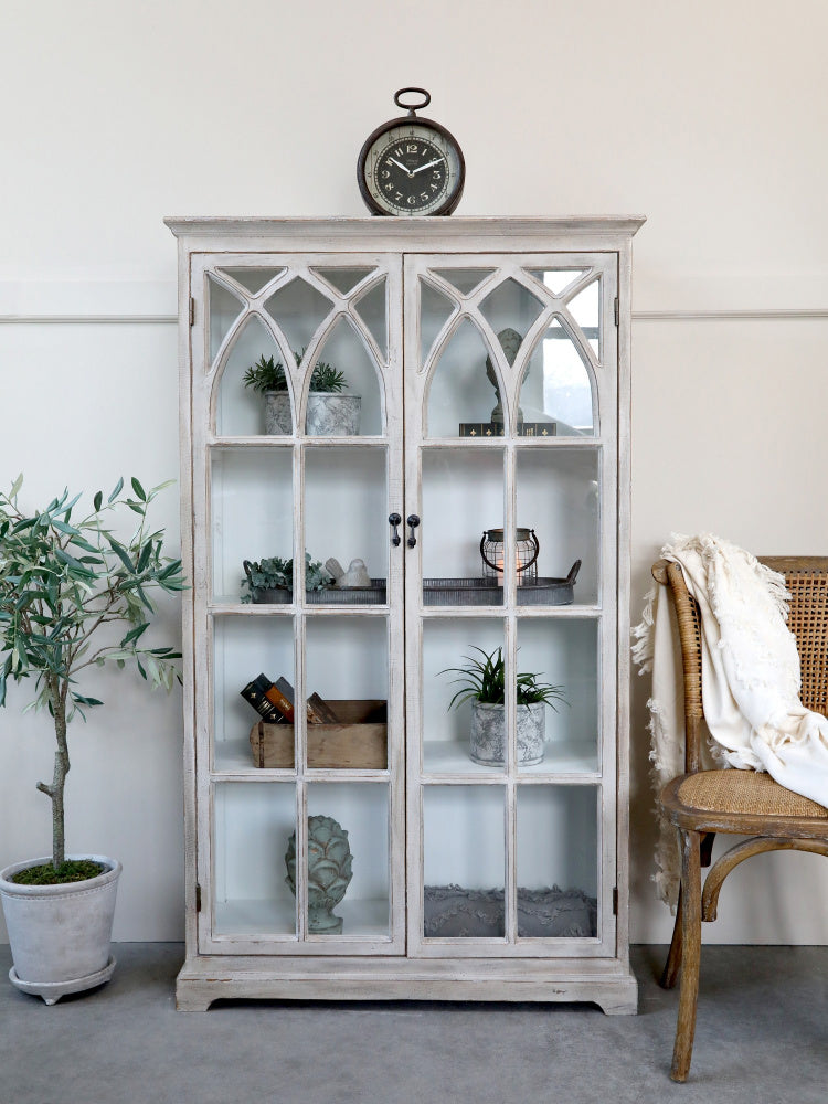 Chic Antique vitrineskap med buede glasshyller 40010700