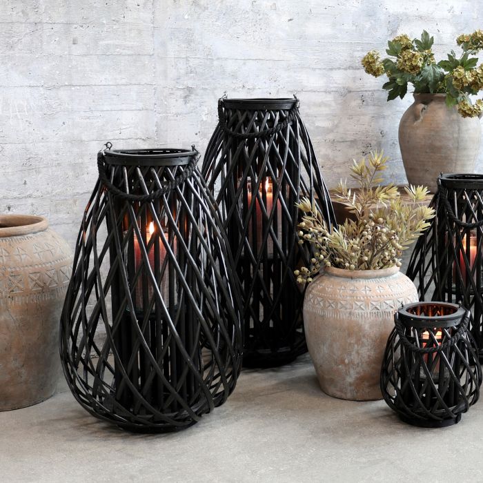 Chic Antique flettet lanterne H70/Ø45 cm sort 25043424