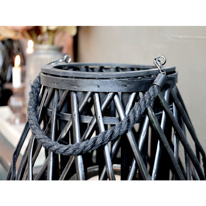 Chic Antique flettet lanterne H70/Ø45 cm sort 25043424