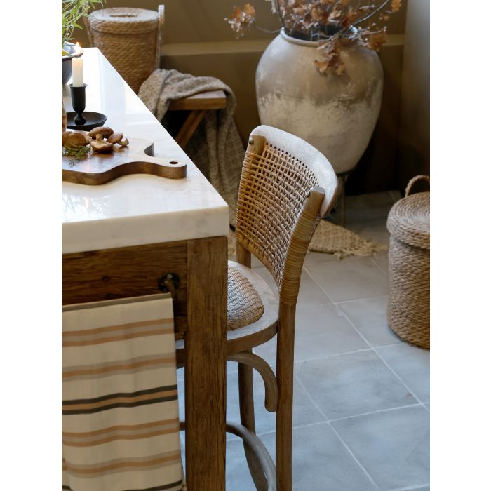 Chic Antique Fransk barstol med flettet sete og rygg 41080700